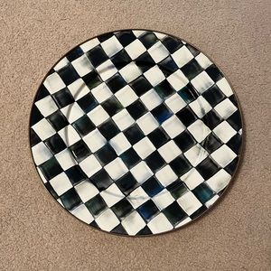 Mackenzie-Childs courtly checked enamel serving platter. 16” diameter